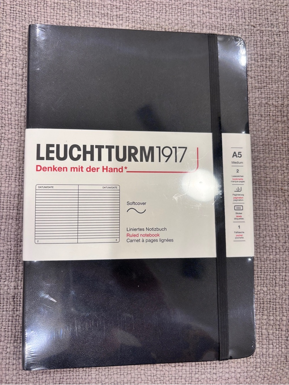 NWT “LEUCHTTURM1917” Black A5 medium Softcover Ruled Notebook.🖤